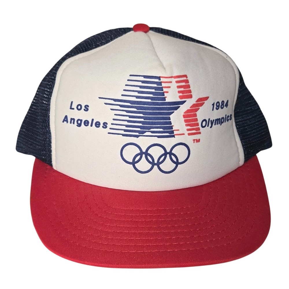 Vintage 1984 LA Olympics Trucker Hat Snapback USA Mesh Cap Rare Licensed LA28